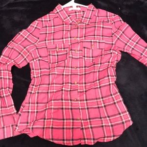Pink and black button down